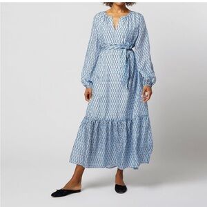 ANN MASHBURN Blue and White Maxi Dress